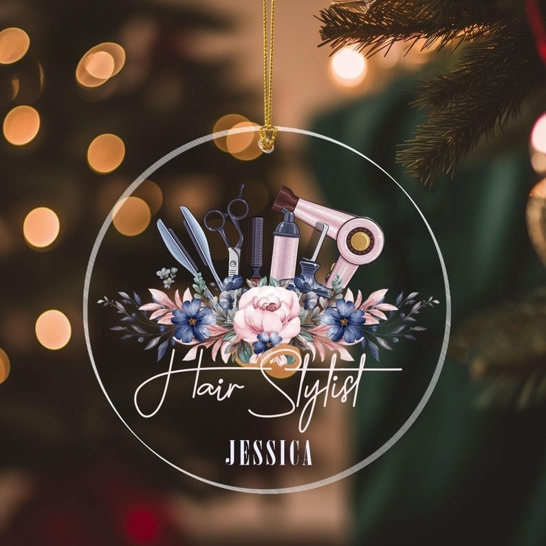 Personalized Hairstylist Christmas Ornament, Hairdresser Ornament, Hair Salon Decor, Barber Ornament, Beautician Gifts, Hairdresser Gifts