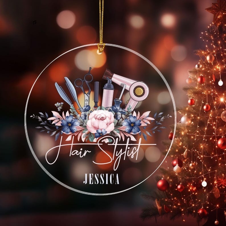 Personalized Hairstylist Christmas Ornament, Hairdresser Ornament, Hair Salon Decor, Barber Ornament, Beautician Gifts, Hairdresser Gifts