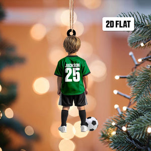 Personalized Kid Soccer Player 2D Flat Ornament, Custom Name Number Soccer Ornament, Soccer Keepsake, Soccer Uniform Ornament, Gift for Kids