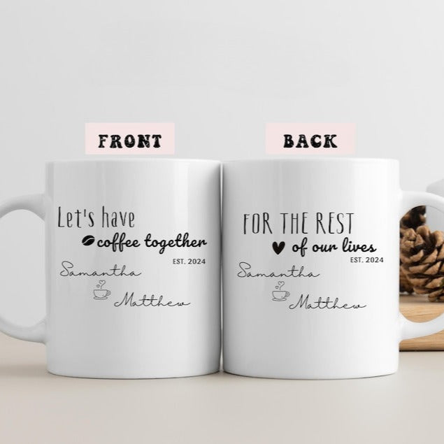 Personalized Wedding Couple Mugs, Custom Coffee Mug Set for Couples, Have Coffee Together Mug Set Husband Wife, Anniversary Mr and Mrs Mugs
