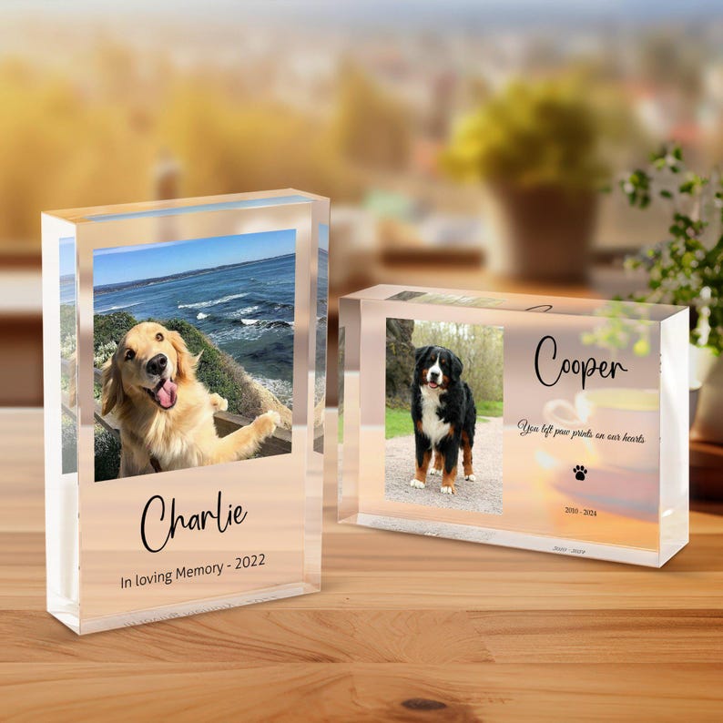 Personalized Pet Memorial Gift, Custom Tabletop Decor, Laser Engraving, Pet Lovers, Handmade Photo Gifts