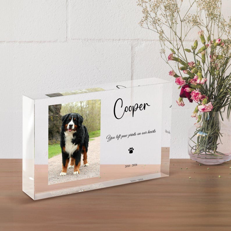 Personalized Pet Memorial Gift, Custom Tabletop Decor, Laser Engraving, Pet Lovers, Handmade Photo Gifts