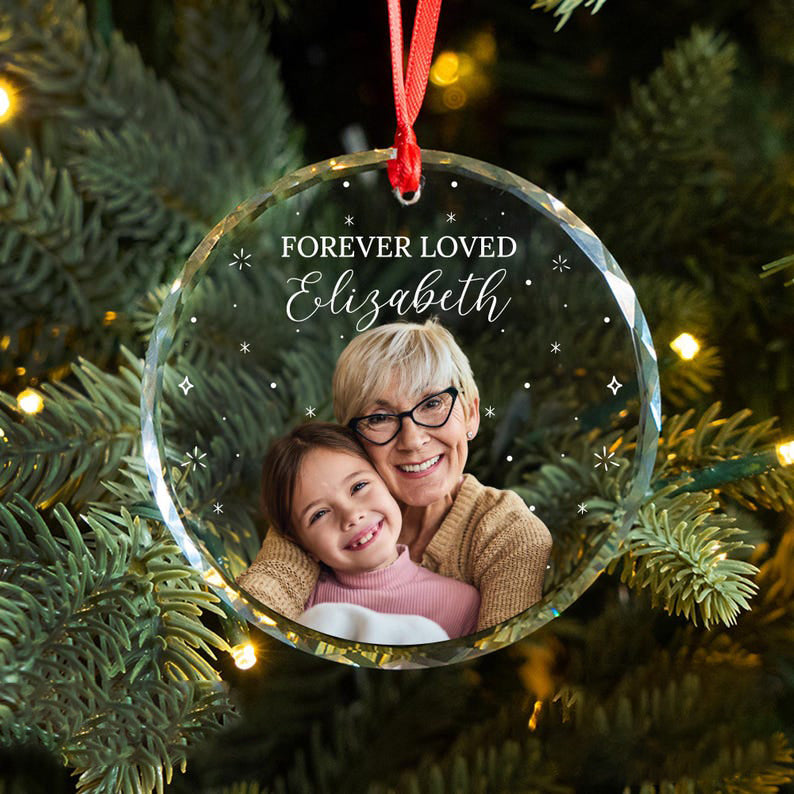Custom Memorial Ornament, Remembrance Gifts, Loss of Father Gift, Personalized Engraved Photo Ornament, Gifts for Family, Christmas Ornament