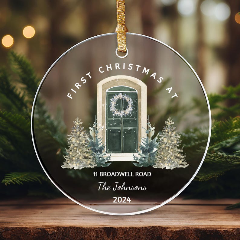 New Home Glass Ornament 2025 First House Keepsake Our First Christmas in Our New Home Christmas Tree Bauble Custom Name Address Ornament