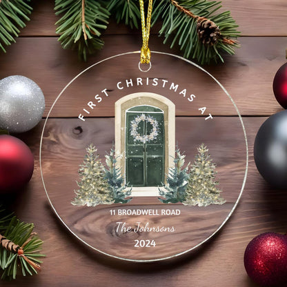 New Home Glass Ornament 2025 First House Keepsake Our First Christmas in Our New Home Christmas Tree Bauble Custom Name Address Ornament