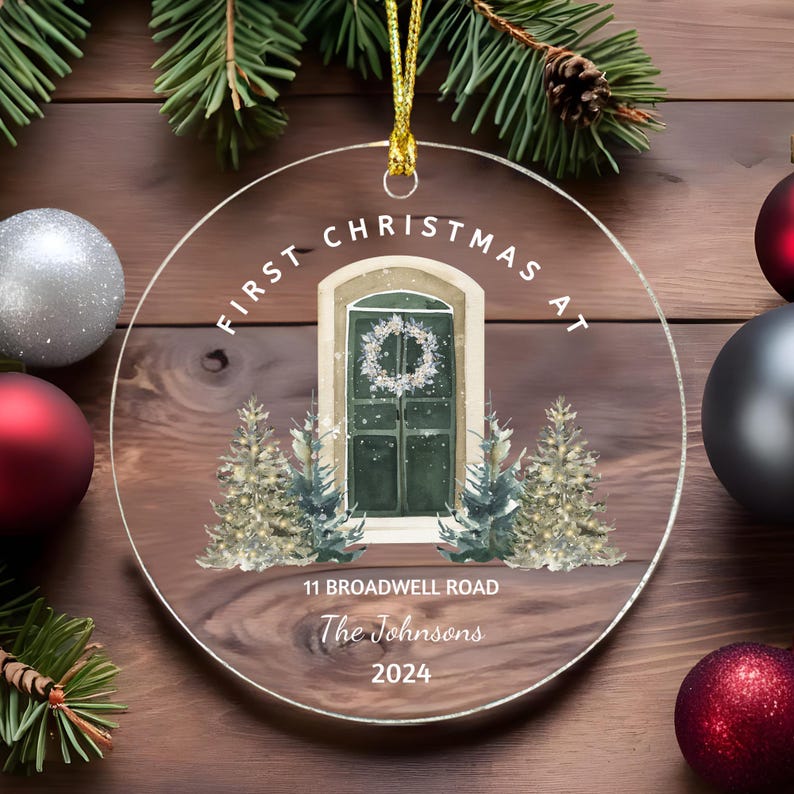 New Home Glass Ornament 2025 First House Keepsake Our First Christmas in Our New Home Christmas Tree Bauble Custom Name Address Ornament