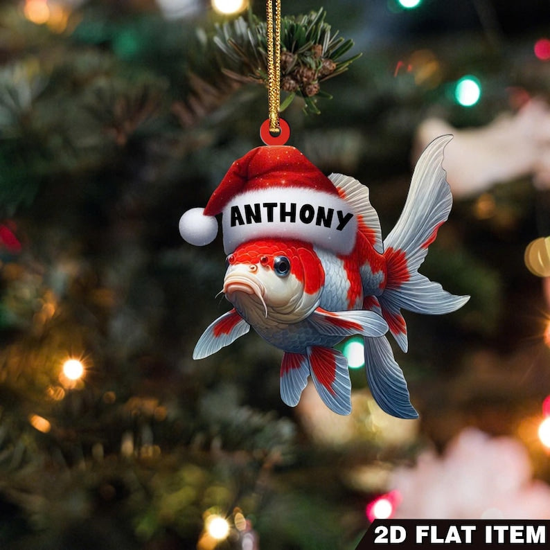 Personalized Koi Christmas Ornament, 2D Flat Ornament, Christmas Home Deocr, Gift Koi Fish Keepsake Ornament