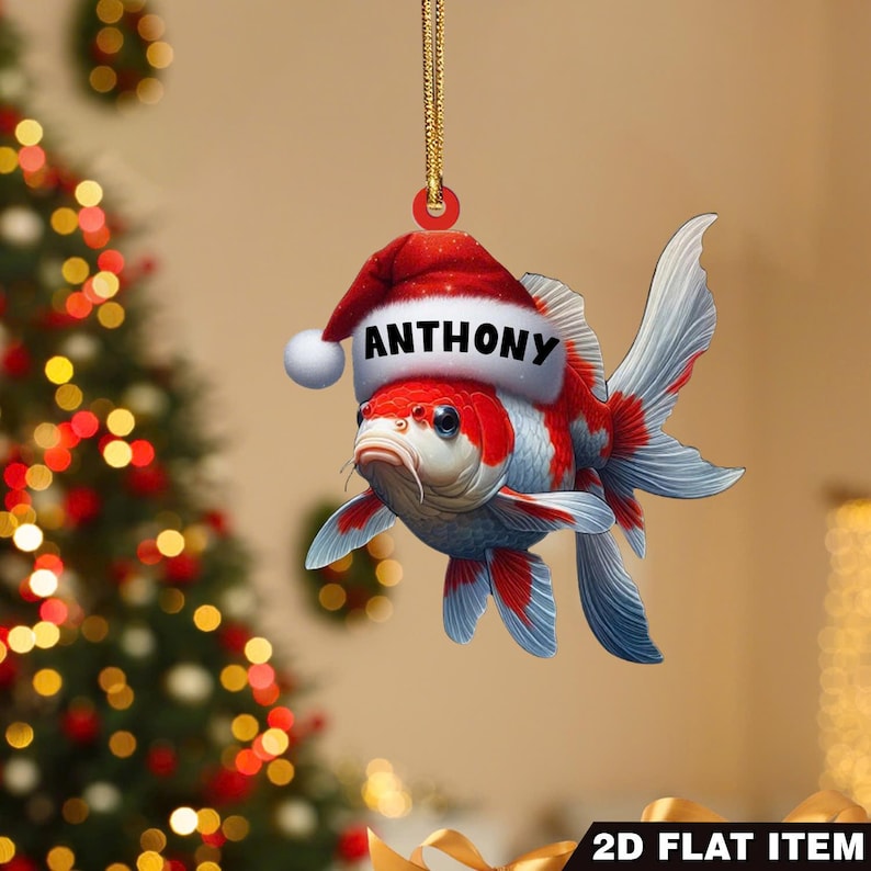 Personalized Koi Christmas Ornament, 2D Flat Ornament, Christmas Home Deocr, Gift Koi Fish Keepsake Ornament