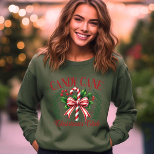 Candy Cane Christmas Club T-Shirt: Coquette Christmas Squad Tee
