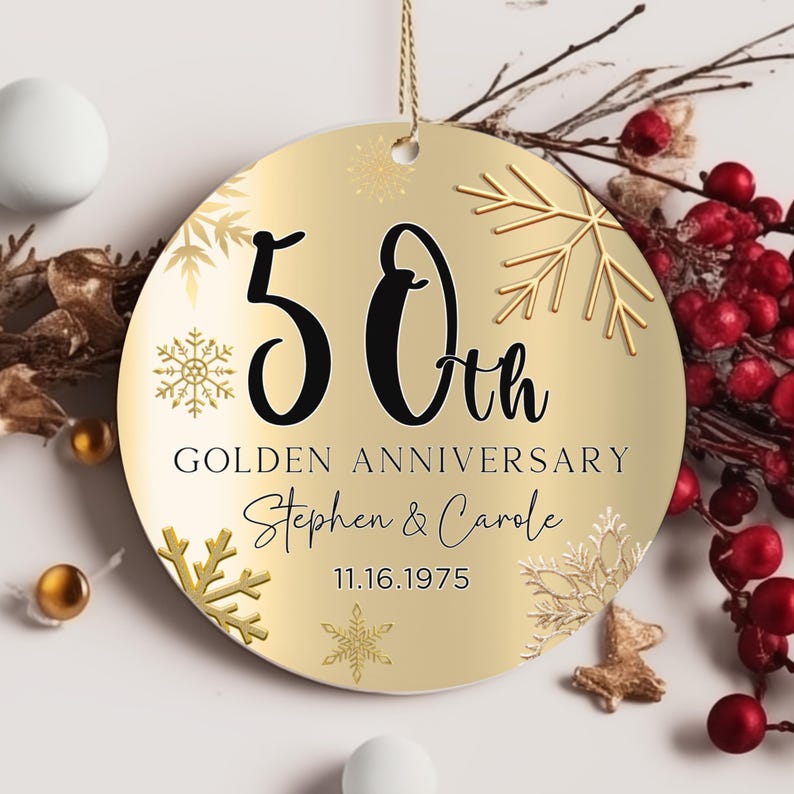 50th Anniversary Ornament, Gold Anniversary Ornament, 50 Years Married Wedding Anniversary Gift, 50th Anniversary Present, Gold Wedding Anni
