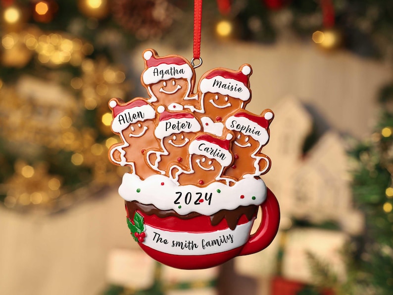 Personalized Resin Family Ornament, Gingerbread Christmas Family Ornament, Gingerbread Family of 2,3,4,5,6 Ornament 2025, Christmas Decor