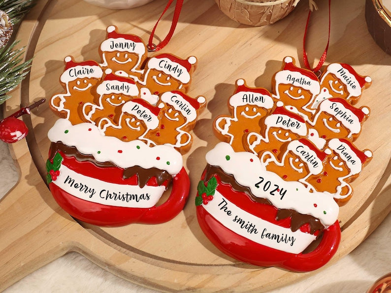 Personalized Resin Family Ornament, Gingerbread Christmas Family Ornament, Gingerbread Family of 2,3,4,5,6 Ornament 2025, Christmas Decor