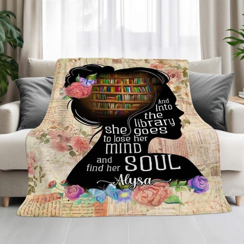 Personalized Books Blanket, Soft Cozy Throw Blankets, Custom Gift For Reading Lover, Bookworm, Fleece Blanket, Blanket Gift, Gift For Her