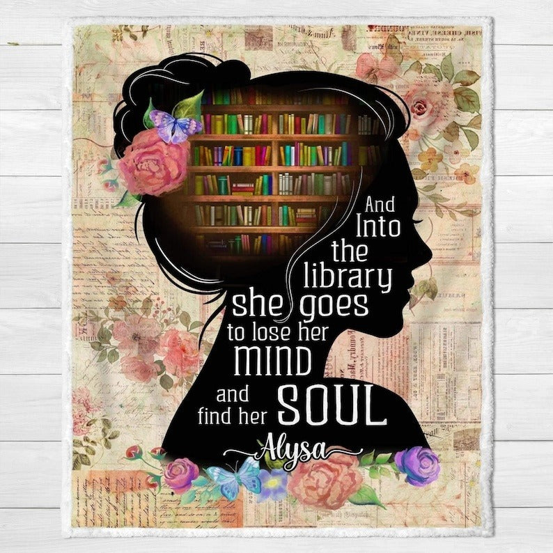 Personalized Books Blanket, Soft Cozy Throw Blankets, Custom Gift For Reading Lover, Bookworm, Fleece Blanket, Blanket Gift, Gift For Her