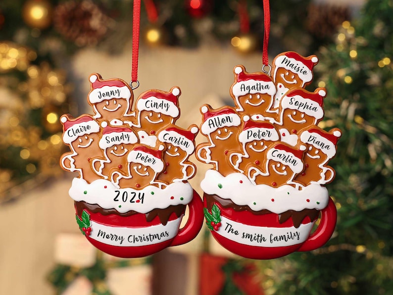Personalized Resin Family Ornament, Gingerbread Christmas Family Ornament, Gingerbread Family of 2,3,4,5,6 Ornament 2025, Christmas Decor