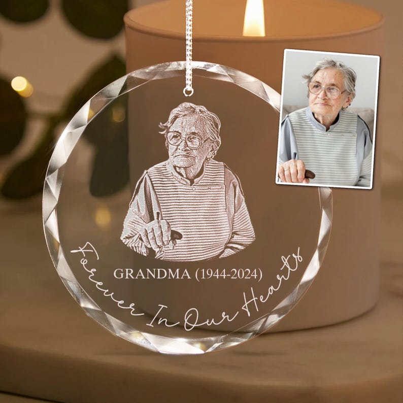 Personalized Grandma Memorial Ornament, Custom Photo Christmas Ornament, In Memory of Grandma, Grandma Sympathy Gift, Loss of Grandma Gifts
