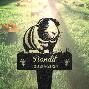 Guinea Pig Memorial Burial Stake, Custom Guinea Pig Name Metal Stake, Pet Grave Marker, Memorial Garden Decor, Yard Sign, Guinea Pig Lover