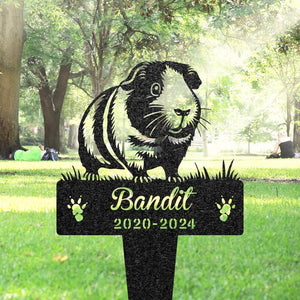 Guinea Pig Memorial Burial Stake, Custom Guinea Pig Name Metal Stake, Pet Grave Marker, Memorial Garden Decor, Yard Sign, Guinea Pig Lover