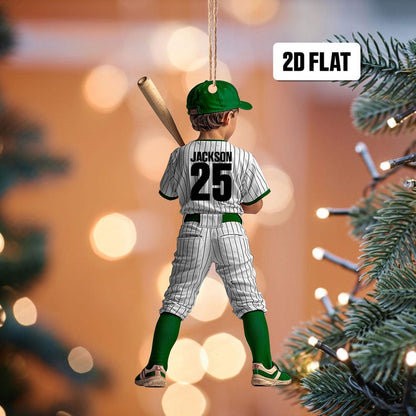 Personalized Kid Baseball Player 2D Flat Ornament, Custom Name Baseball Ornament, Baseball Keepsake, Baseball Uniform Ornament,Gift for Kids
