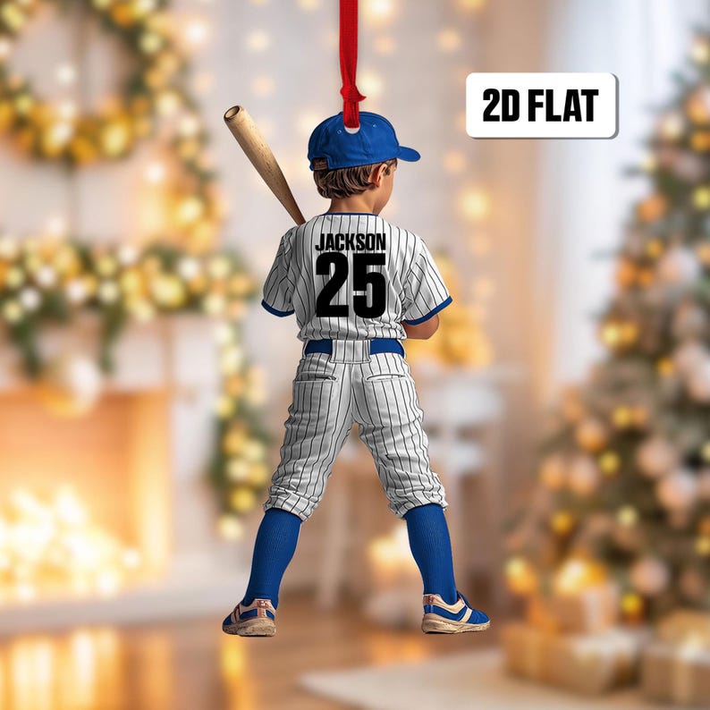 Personalized Kid Baseball Player 2D Flat Ornament, Custom Name Baseball Ornament, Baseball Keepsake, Baseball Uniform Ornament,Gift for Kids
