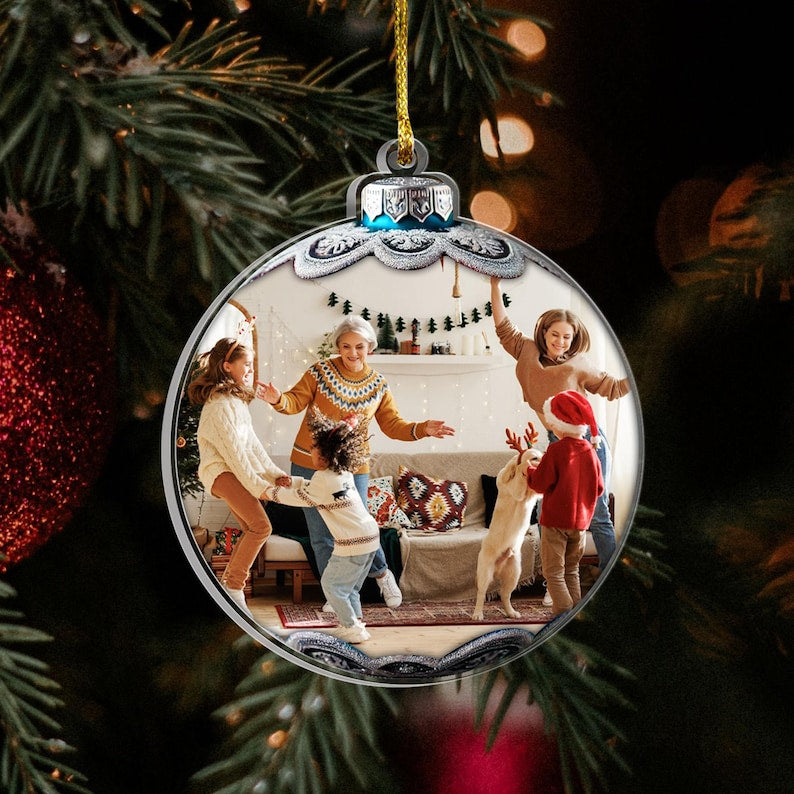 Custom Family Photo Christmas Ornament, Family Picture Ornament, Family Photo Xmas, Personalized Ornaments, Family Keepsake, Xmas Gifts