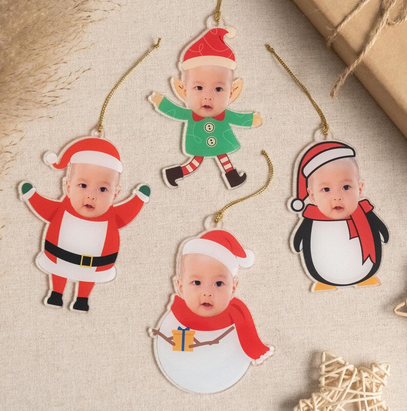 Personalized Baby Face Ornament, Christmas Decor, Ornament For Baby, Baby's Christmas, Baby First Gift, Photo Ornament, Face Ornament