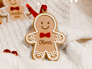 Gingerbread Ornament, Personalized Christmas Ornament, Engraved Wood Ornament, Custom Kids Ornament with Name, Granddaughter Gifts Grandma