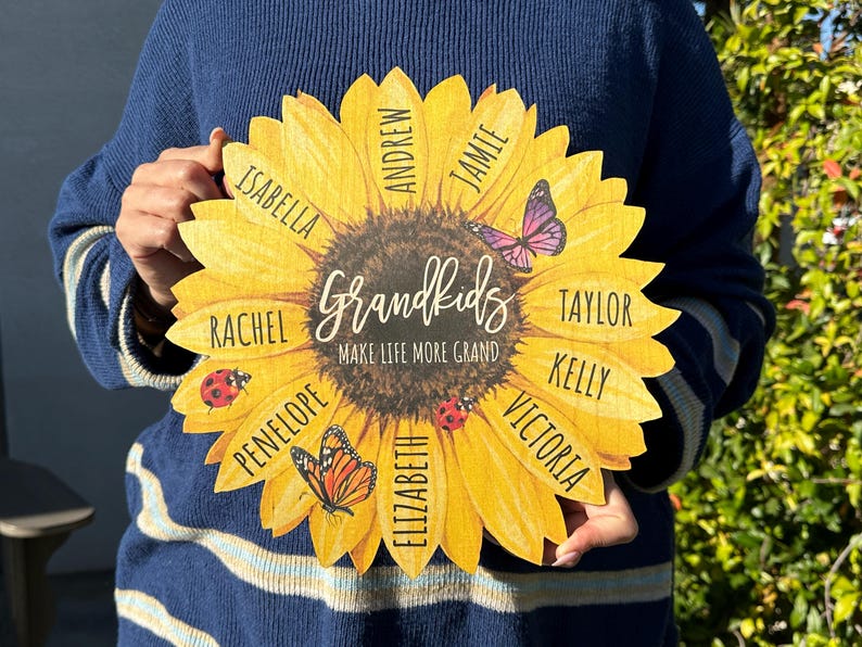 Personalized Grandmas Garden Flower Gift for Housewarming Gifts, Custom Flower Home Decoration Gift For New Home Gift, Grandma Gift Flower