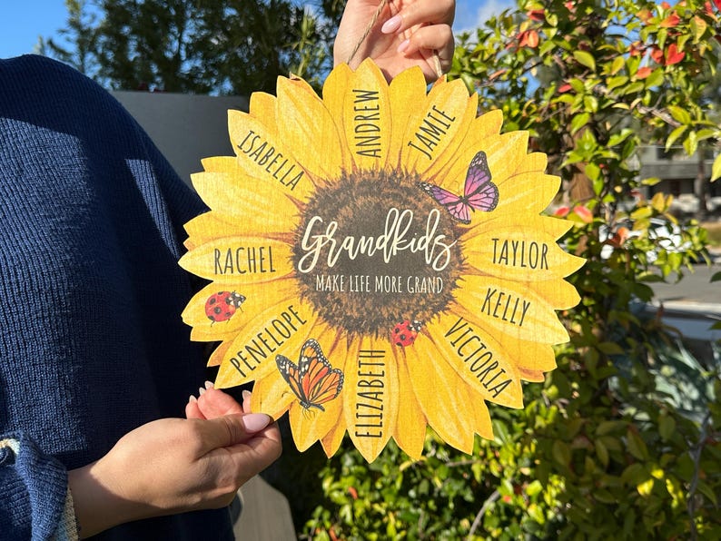 Personalized Grandmas Garden Flower Gift for Housewarming Gifts, Custom Flower Home Decoration Gift For New Home Gift, Grandma Gift Flower