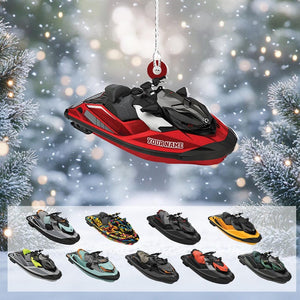 Custom Jet Ski Ornament - Personalized Name Watercraft Christmas Tree Decor, Unique Holiday Gift for Boating Enthusiasts & Water Sports Fans