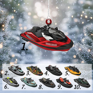 Custom Jet Ski Ornament - Personalized Name Watercraft Christmas Tree Decor, Unique Holiday Gift for Boating Enthusiasts & Water Sports Fans