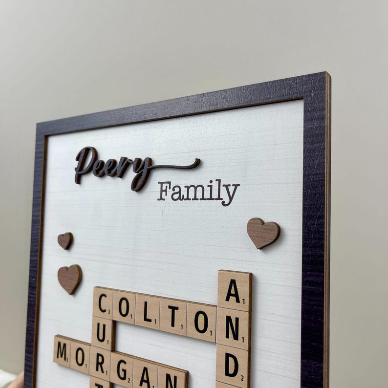 Personalized Scrabble Puzzle Sign, Grandkids Crossword Scrabble Wooden Sign, Custom Family Name, Grandparents Christmas Gift, Last Name Sign
