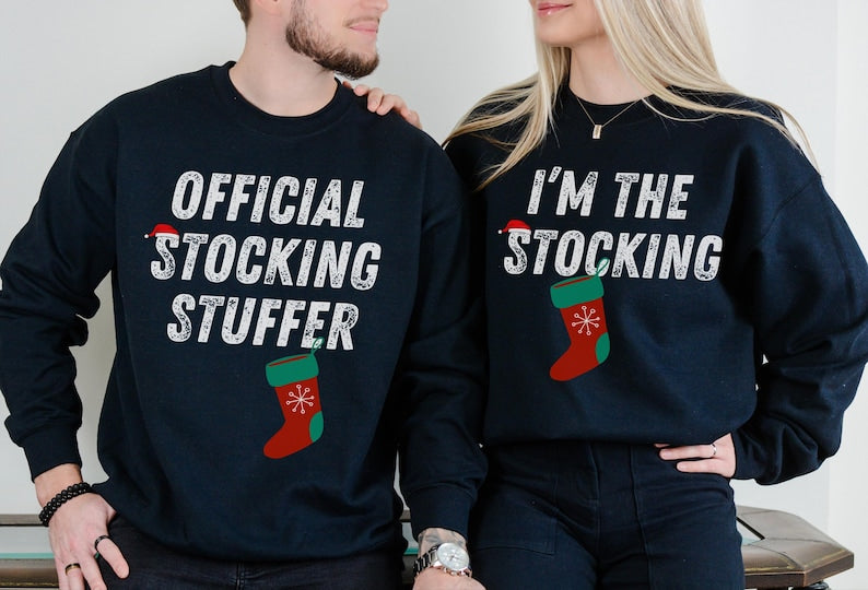 Christmas Couples Matching Shirts, Holiday Matching Outfits, Santa Sweater Cozy Winter Wear Adult Xmas Party Shirt Official Stocking Stuffer