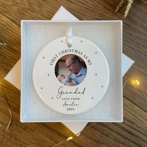 Personalised First Christmas as Grandparents Photo Bauble - Grandparent Gifts - Nanny Gifts - Grandad Gift - Grandparent Ornament Christmas