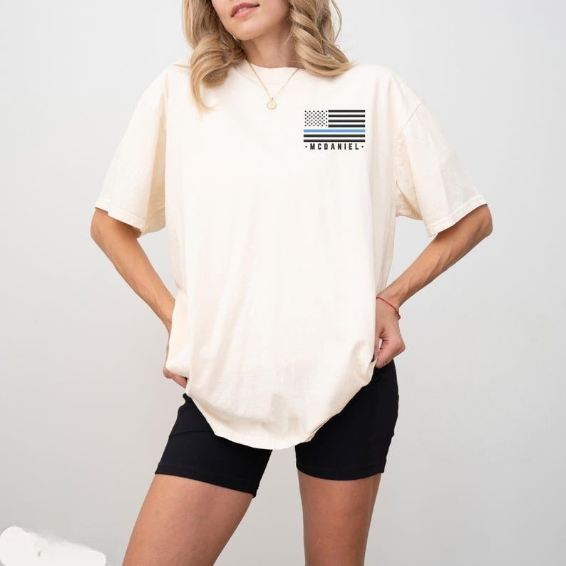 Custom Police Shirt Thin Blue Line Police Flag Custom Police Gifts for Police Wife Police Mom Captain Police Officer Husband