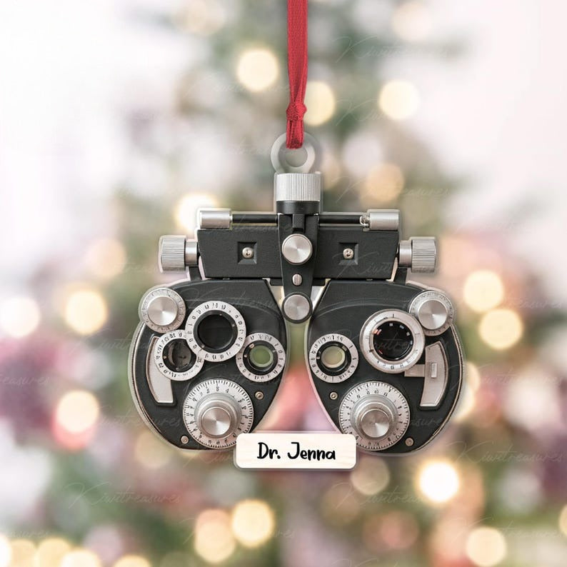 Personalized Phoropter Christmas FLAT ornament, Optometry ornament, optometrist gift for Eye doctor, Optometry gift, Phoropter NOT 3D