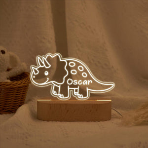 Personalized Dinosaur Name Night Light,Children's Bedside Lamps,Wooden Nursery Decorations,Kids Birthday Gifts,Christmas Gifts for Baby