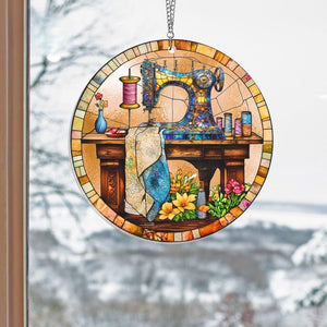 Acrylic Sewing Machine Suncatcher Window Hanging, Sewing Room Decor, Quilting Gift for Sewing Lovers, Sewing Window Hanging, Sewing Ornament