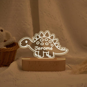 Personalized Dinosaur Name Night Light,Children's Bedside Lamps,Wooden Nursery Decorations,Kids Birthday Gifts,Christmas Gifts for Baby