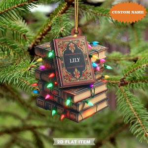 Personalized Books Ornament, Vintage Books Christmas Light Ornament, Book Lover Gift, Christmas Gift, Gift For Her