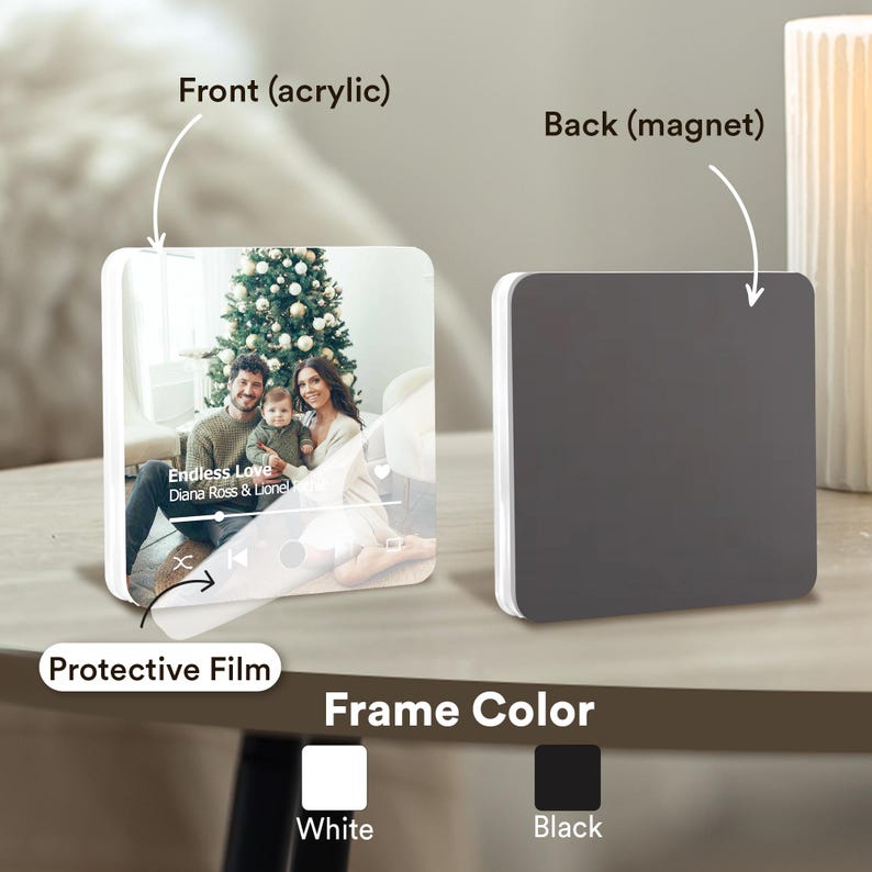 Personalized Music Magnet Fridge Magnet - Custom Photo Album Magnets With Your Text - Family Gifts for Dad Mom