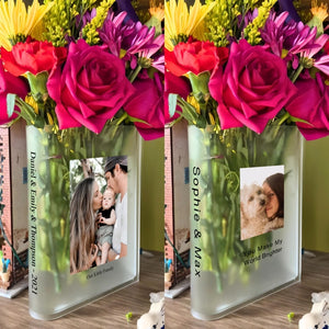 Personalizable Acrylic Book Vase Customizable Home Decor Keepsake Gifts for Readers and Book Lovers with Chosen Text or Treasured Photos