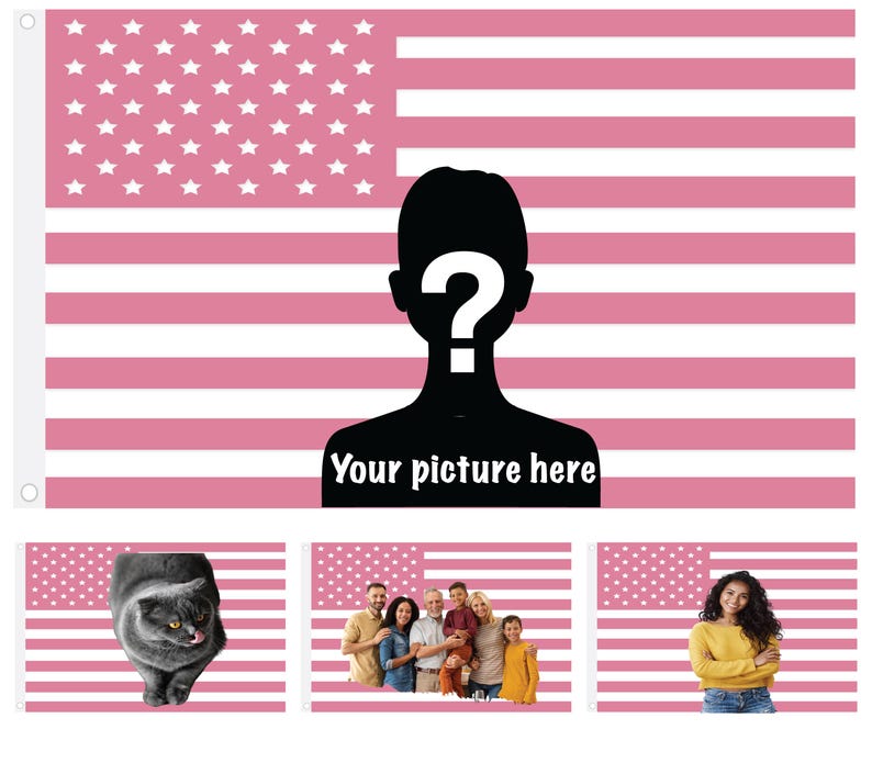 Custom Photo Pink American flag Personalized Tapestry Design Your Image Funny Flag Tapestry Bedroom Decor, Pink American Flag