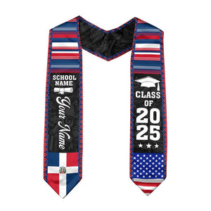 Personalized Dominicans American Flag Graduation Sash 2025, Dominican Republic Graduation Stole Customize 2025, Custom Graduation Stole 2025
