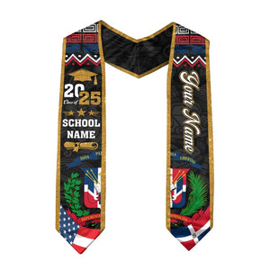 Personalized Dominicans American Flag Graduation Sash 2025, Dominican Republic Graduation Stole Customize 2025, Custom Graduation Stole 2025