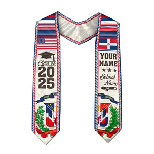 Personalized Dominicans American Flag Graduation Sash 2025, Dominican Republic Graduation Stole Customize 2025, Custom Graduation Stole 2025