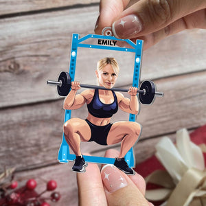 Custom Gym Photo Ornament, Workout Ornament, Weight Lifting Gift For Trainer or Training Partner, Personalized Fitness Photo Ornament