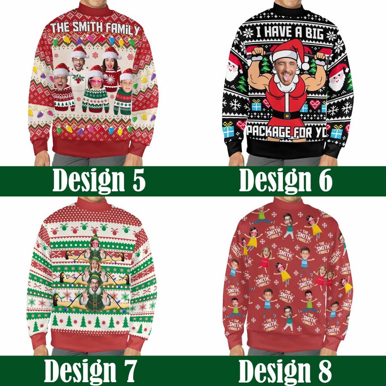 Custom Christmas Ugly Sweater,Personalized Face Sweatshirt,Customize Photo Crew neck Sweater,Funny Face Sweatshirt,Christmas Party Sweater