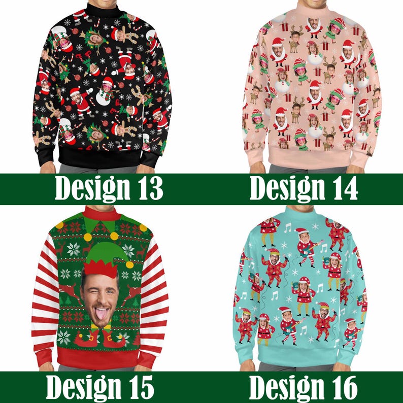 Custom Christmas Ugly Sweater,Personalized Face Sweatshirt,Customize Photo Crew neck Sweater,Funny Face Sweatshirt,Christmas Party Sweater