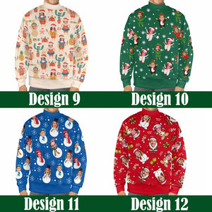 Custom Christmas Ugly Sweater,Personalized Face Sweatshirt,Customize Photo Crew neck Sweater,Funny Face Sweatshirt,Christmas Party Sweater